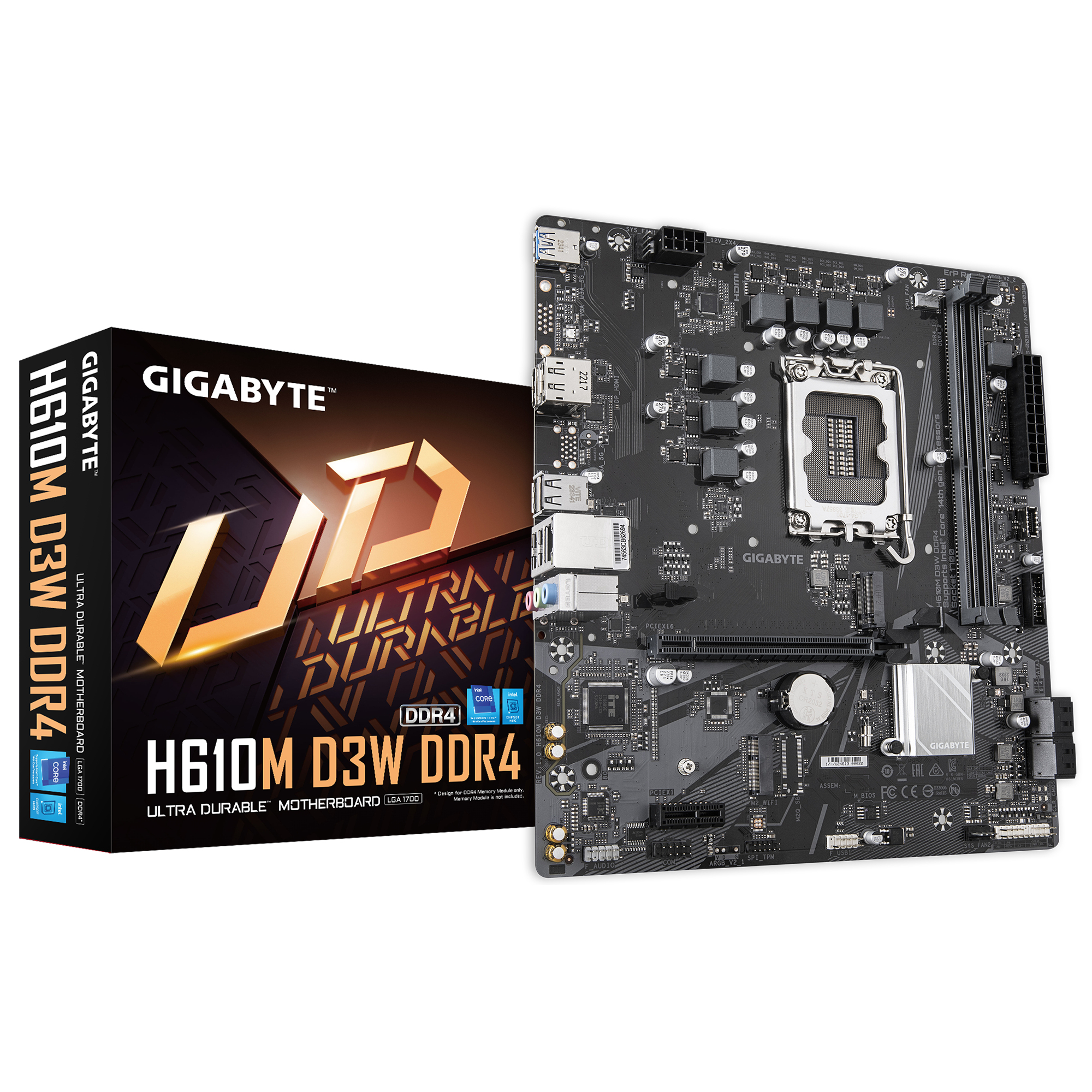Bekijk afbeelding 1 van Gigabyte 1700 H610M D3W DDR4 - DDR4/2xM.2/DP/HDMI/µATX